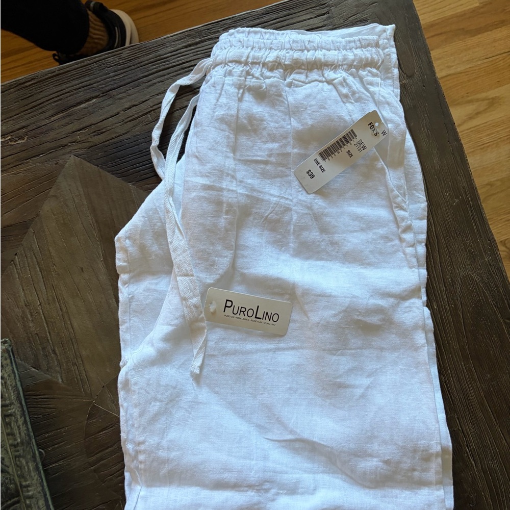 PuroLino White Linen Pants